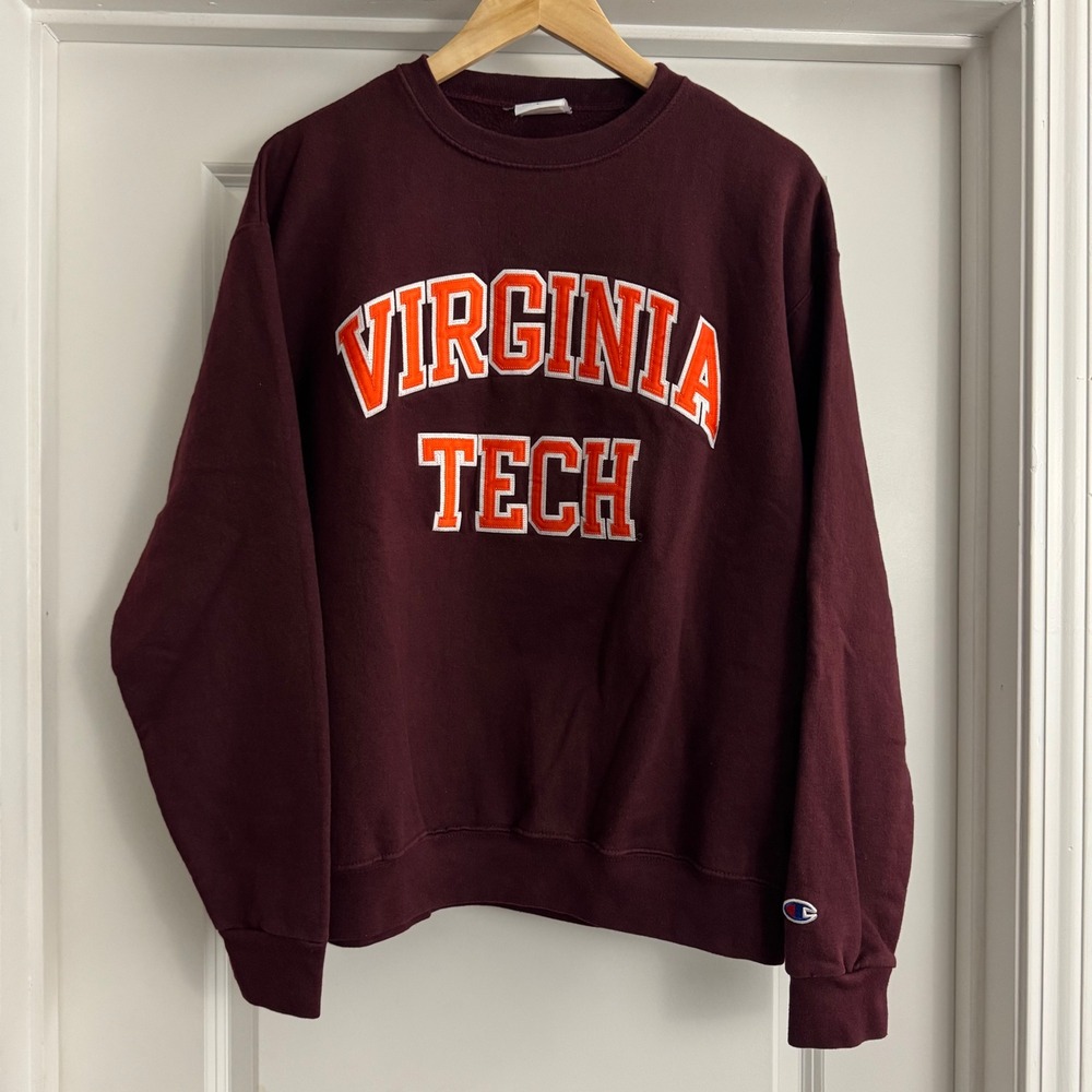 Champion Virginia Tech Hokies Sweatshirt Embroidered Crewneck College L